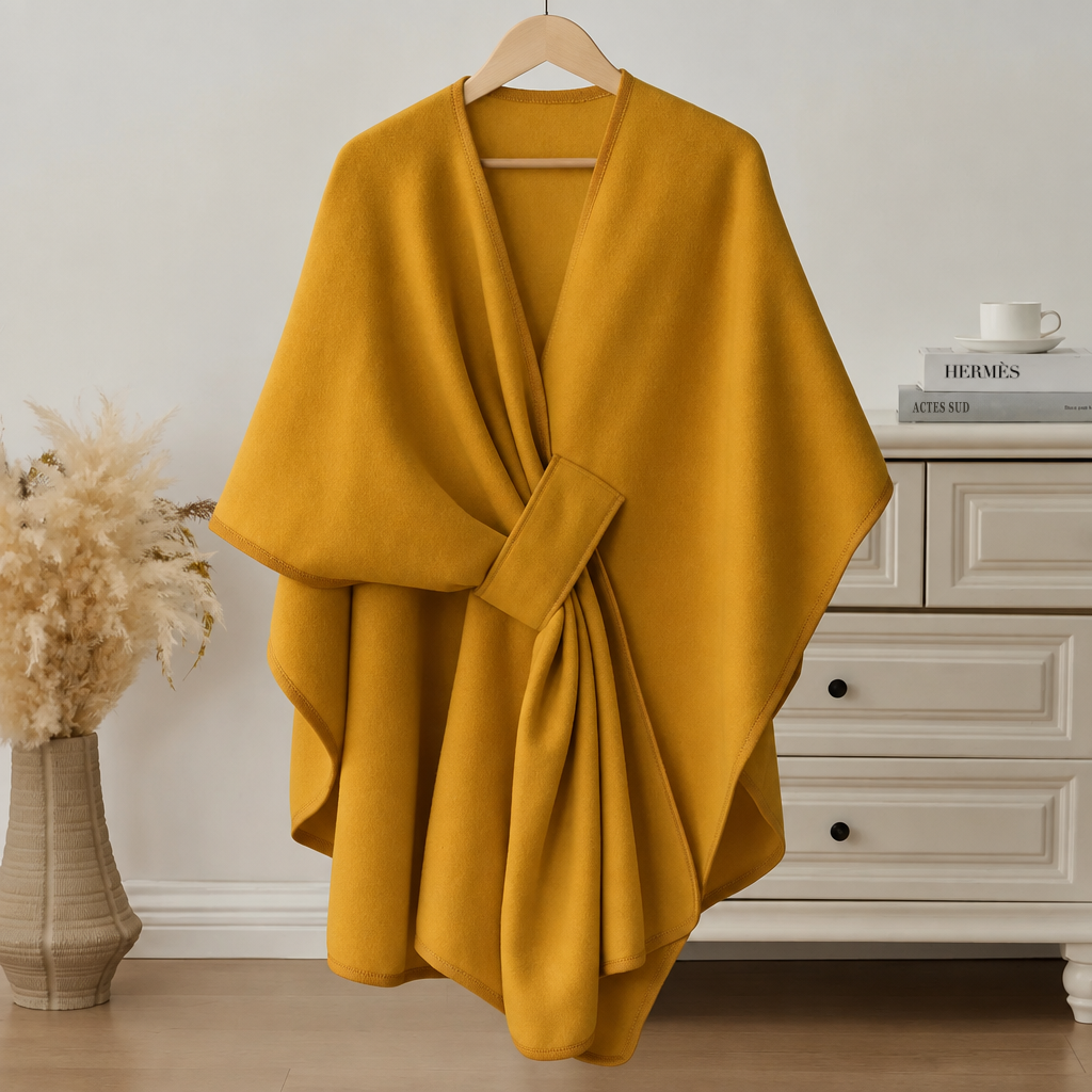 Étole drapée en polaire, coloris Jaune Moutarde